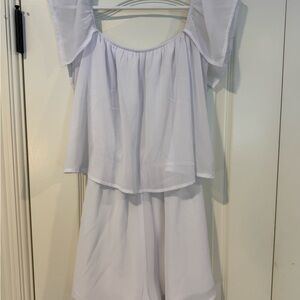 Show Me Your MuMu White Off the Shoulder Romper with Open Back Sz S